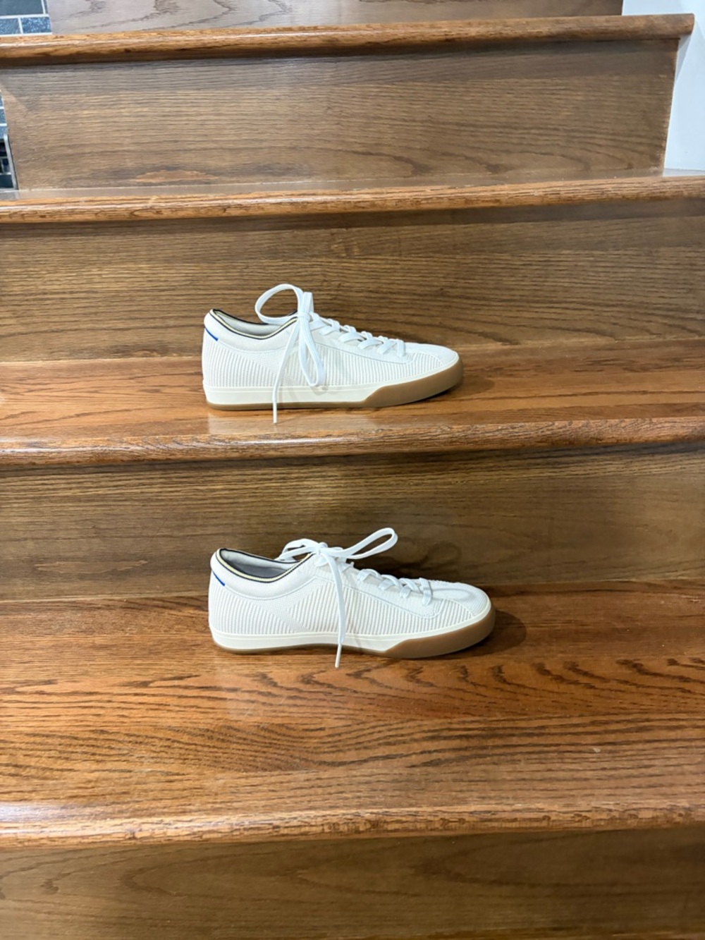 Rothy's White Knit Low-Top Sneakers with Gum Sole